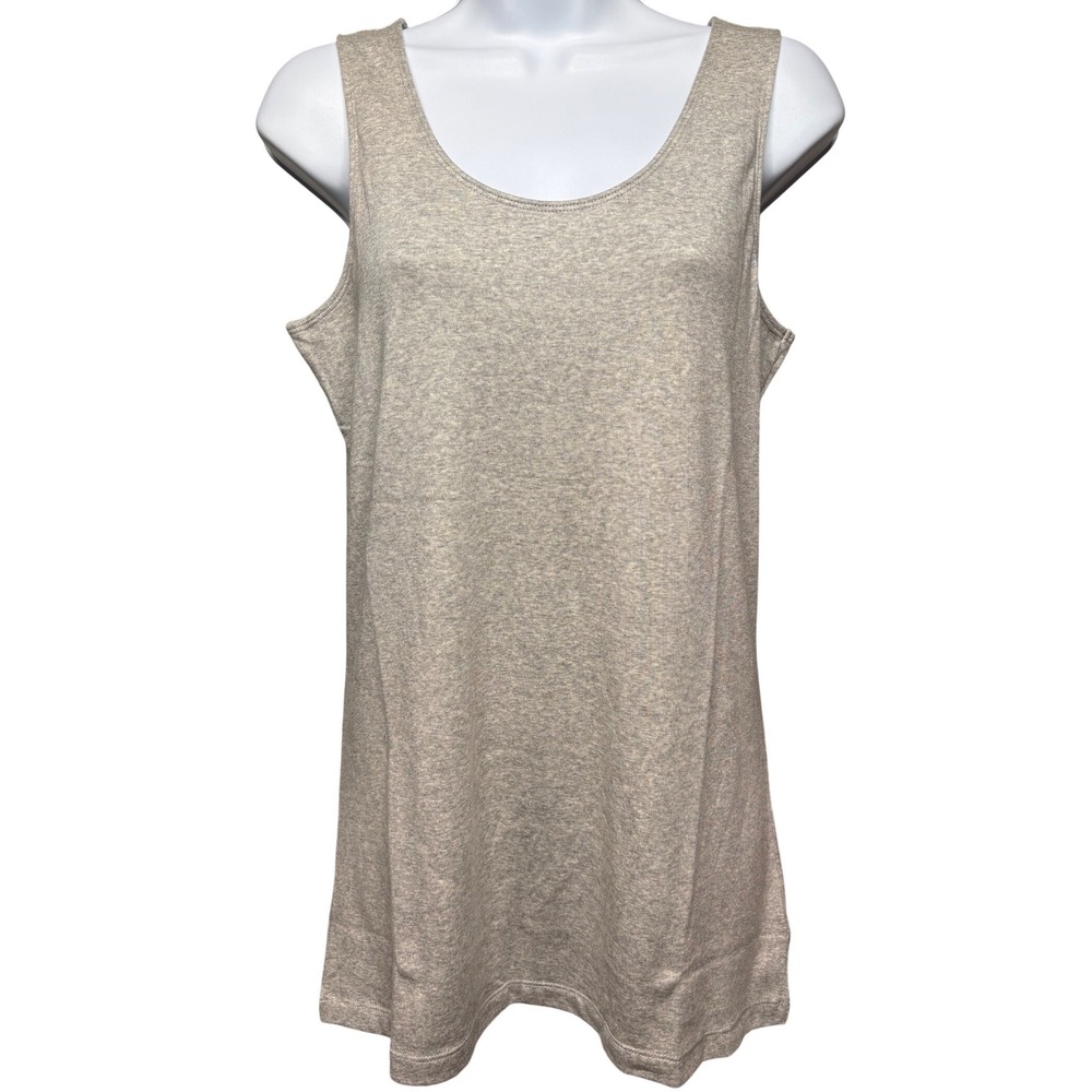 NWT COLDWATER CREEK Womens Gray Scoop Neck Stretch Tank Top L Basic Layer Casual